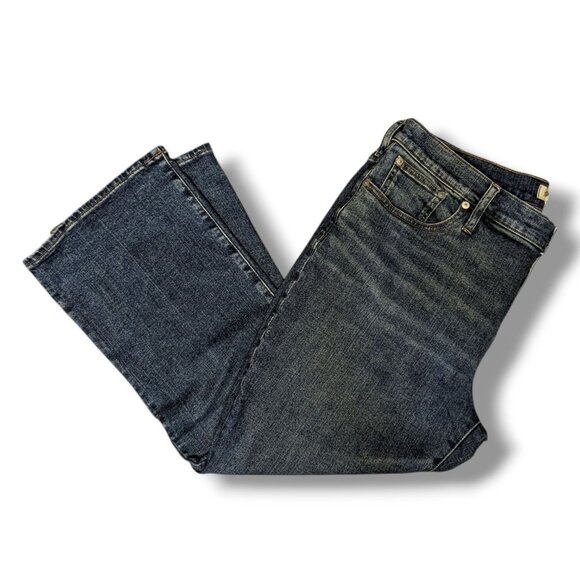 Madewell Mid Rise Kick Out Jeans Size 32 Petite Medium Wash Flare - Picture 1 of 5